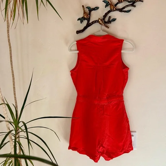 Nicole Miller New York Red Button-Front Romper – Size 2 - Picture 7 of 7